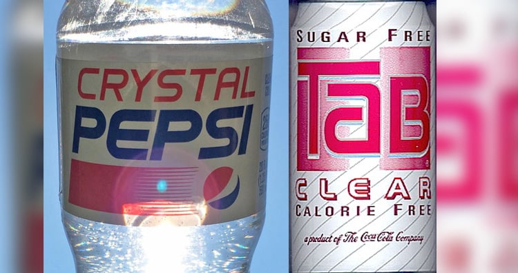 Crystal Pepsi and Tab clear