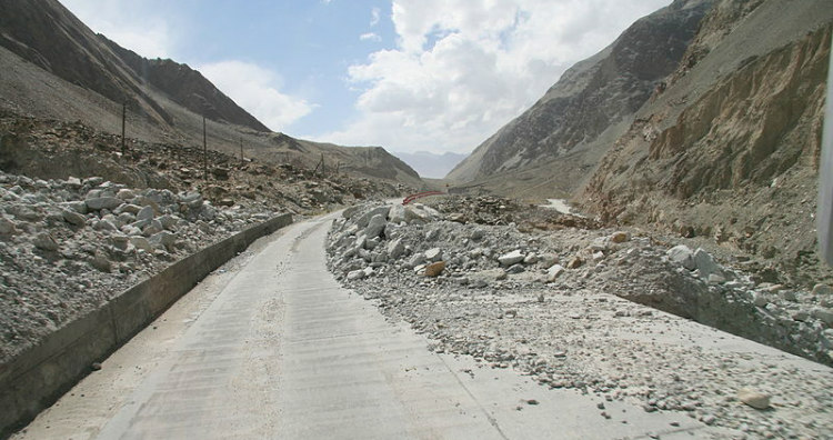 Karakoram Highway After a Landslide