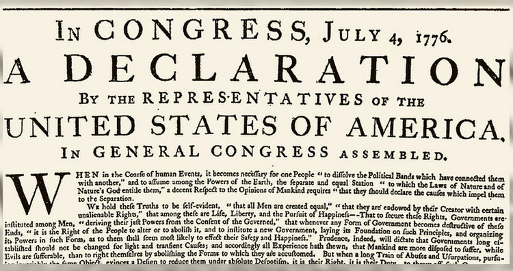 Original Declaration of Independence, July 4, 1776