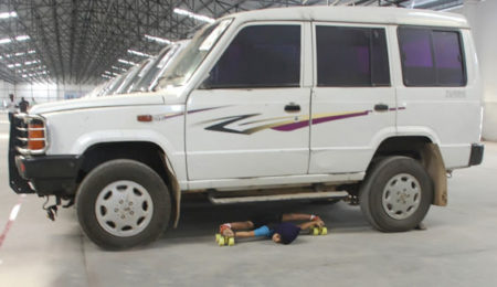 Picture Indian 5 year old girl skated under 27 cars and set up a world record