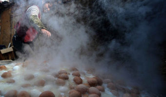 Picture Chefs in China make Urine Boiled Eggs.