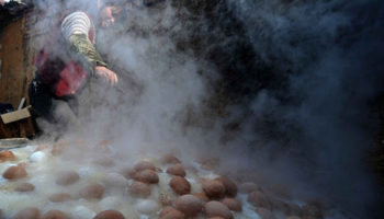Picture Chefs in China make Urine Boiled Eggs.