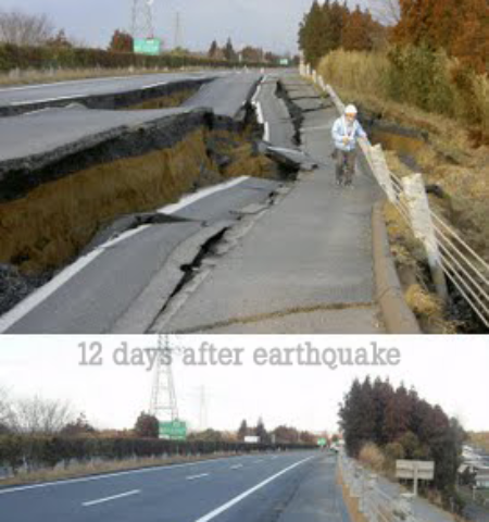 Picture Japanese Repair Earth quake Destroyed Road In 6 Days.