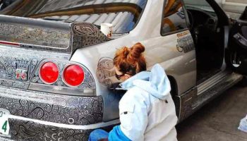 Picture In Photos: Artistic Woman Doodled On This Nissan Skyline And Transformed It Into A Masterpiece.