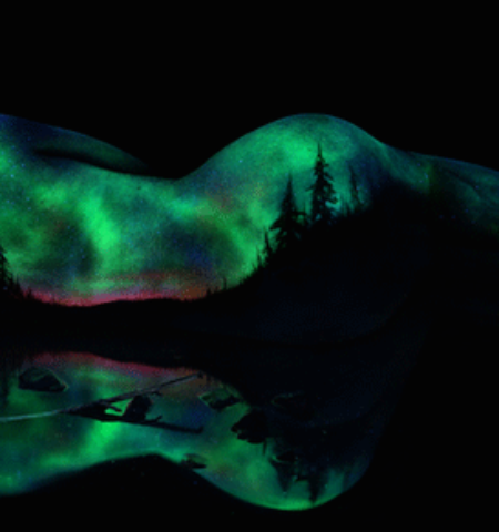 Picture Mesmerizing Fluorescent Bodyscapes Illuminated with a Black Light