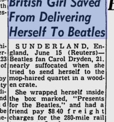 Picture A female fan that almost had herself, mailed to the Beatles in the 1960’s