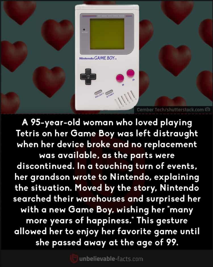 Elderly woman gets new Game Boy from Nintendo