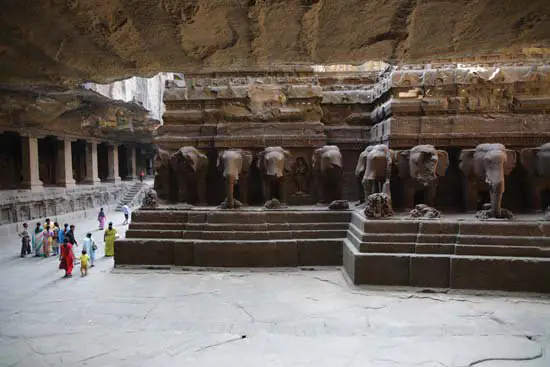 Elephants carved on temple's wall