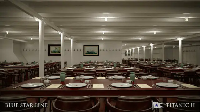 Communal dining hall in Titanic 2