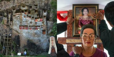Picture Bizarre funeral ritual of the Torajans who dig up their dead relatives & give them new dress and a complete makeover yearly