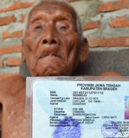 Picture An Indonesian Man, Whose ID Card Says He was Born in 1870, Claims to be the Oldest Person in the World
