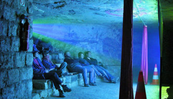 Picture Secret Underground Theater Found in the Paris Catacombs Along with A Fully-Stocked Bar and Restaurant