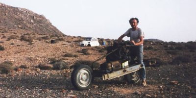 Picture This Man Built a Motorcycle out of a Wrecked Car in the Sahara Desert!