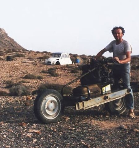 Picture This Man Built a Motorcycle out of a Wrecked Car in the Sahara Desert!
