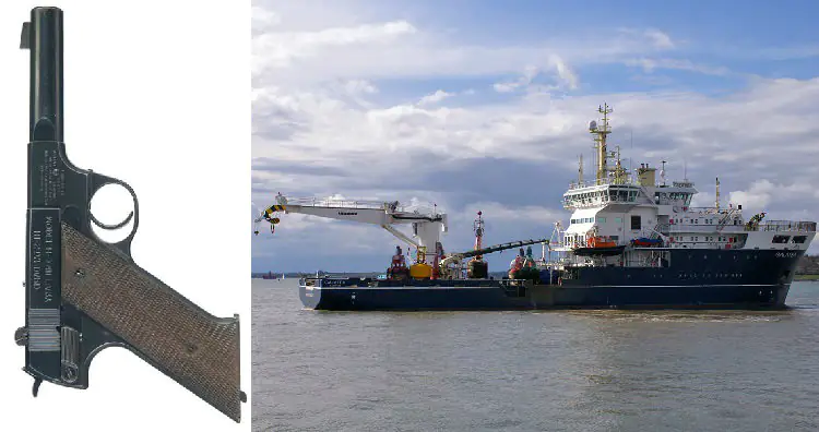 Pistol and Trinity House ship
