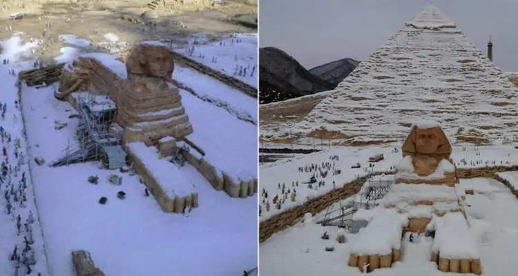 Egypt's Sphinx Covered in Snow