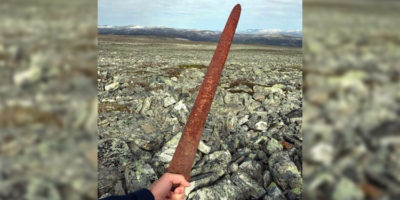 Picture Viking Sword Over 1,100 Old Discovered by Reindeer Hunters 5,400 Feet Above Sea Level