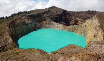 Picture The Three Lakes of Kelimutu that Change Colors from Blue to Green to Red or Black