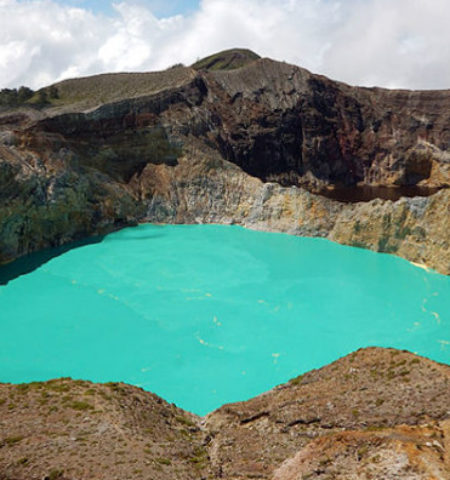 Picture The Three Lakes of Kelimutu that Change Colors from Blue to Green to Red or Black