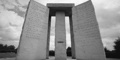 Picture The Georgia Guidestones Are Monoliths that Function as a Clock, Calendar, and Compass, and Provide Instructions in Eight Languages on Rebuilding Society