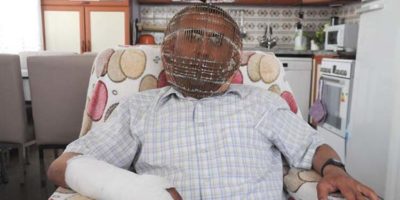 Picture A Turkish Man, Ibrahim Yucel, Locks Himself in a Copper Helmet to Quit Smoking Cigarettes