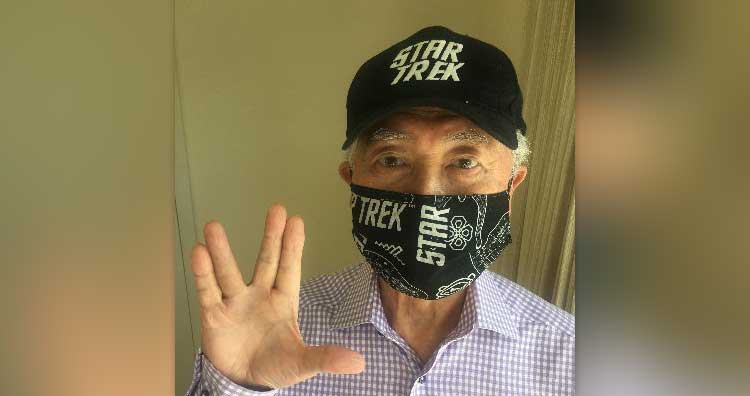 George Takei sports a Star Trek-themed mask