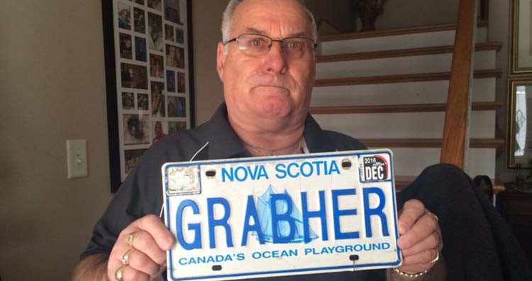 Mr. Lorne Grabher with his vanity's license plate