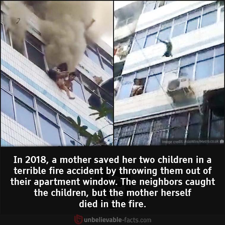 Chinese women saved her children out of fire