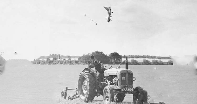 Pilot George Aird ejecting from his English Electric Lightning F1 aircraft