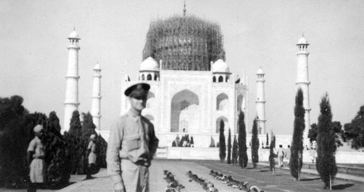 Protective scaffolding over the Taj Mahal
