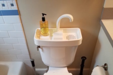 Picture In Japan, Many Toilets Have A Hand-washing Sink Attached To Its Top