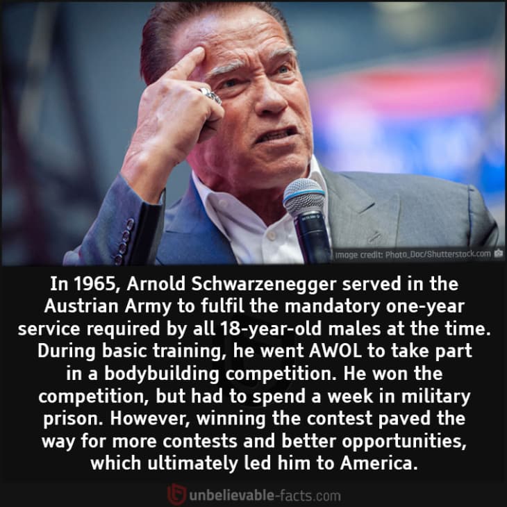 Arnold Schwarzenegger Served in the Army before Becoming a Bodybuilder