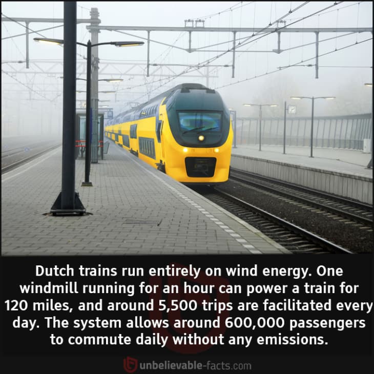 Did You Know that Dutch Trains Run Purely on Wind Energy?