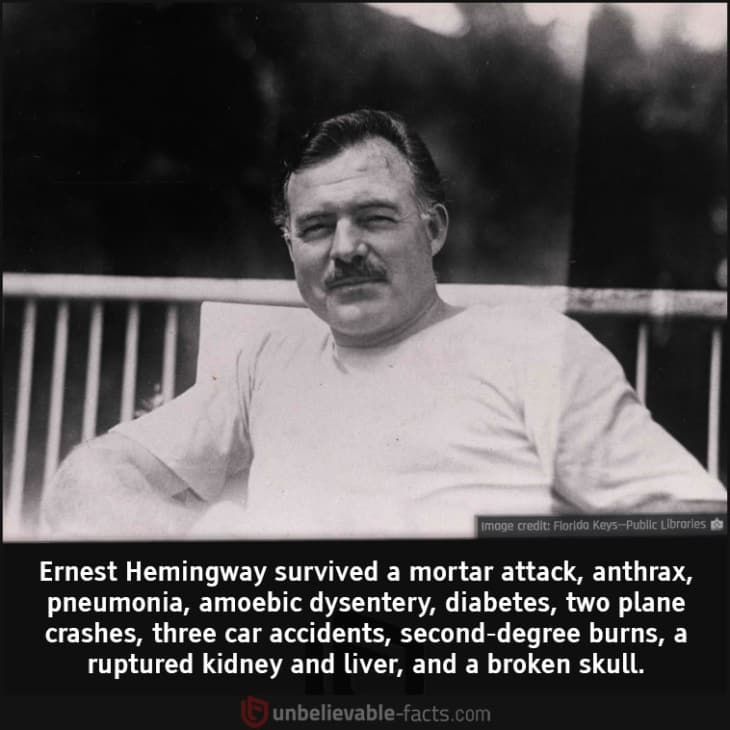 Earnest Hemmingway Survived a Series of Near-Fatal Misfortunes