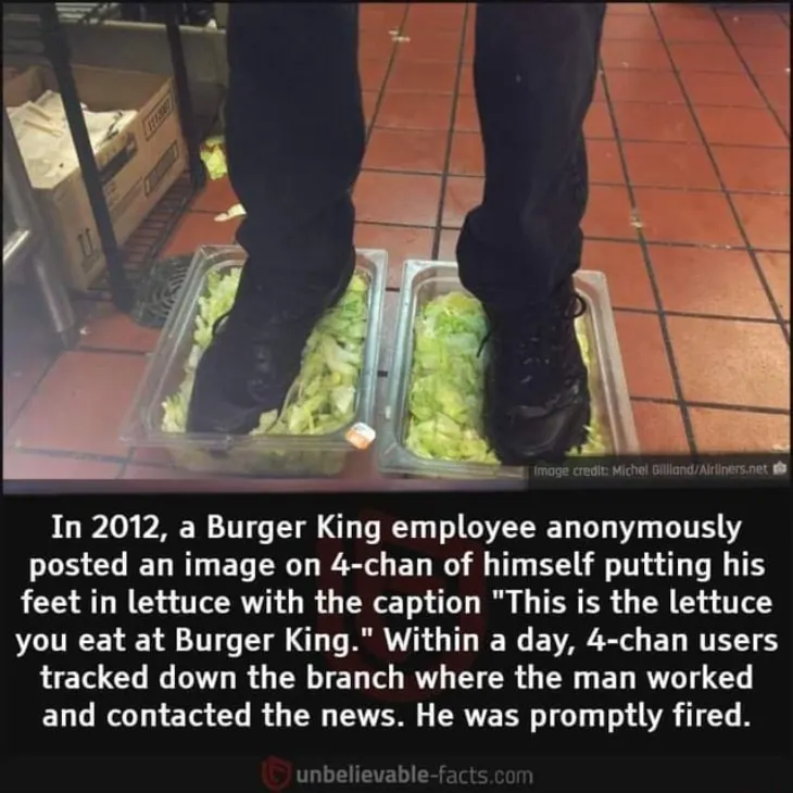 Burger King employee anonymously posted an image on 4-chan