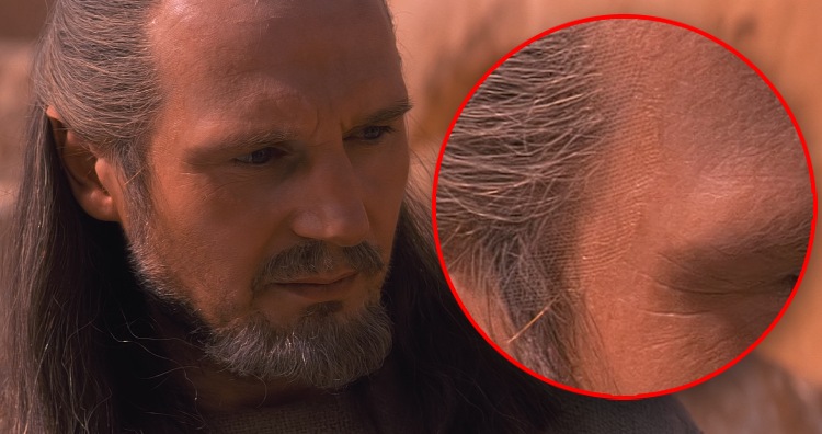 Liam Neeson’s visible wig