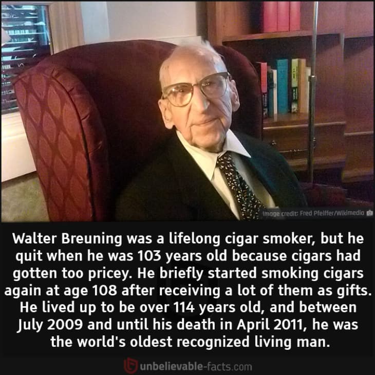 Lifelong Cigar Smoker Became the World's Oldest Living Human at Age 114