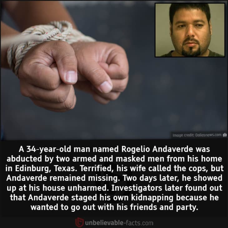 Man Faked His Own Kidnapping to Party with Friends