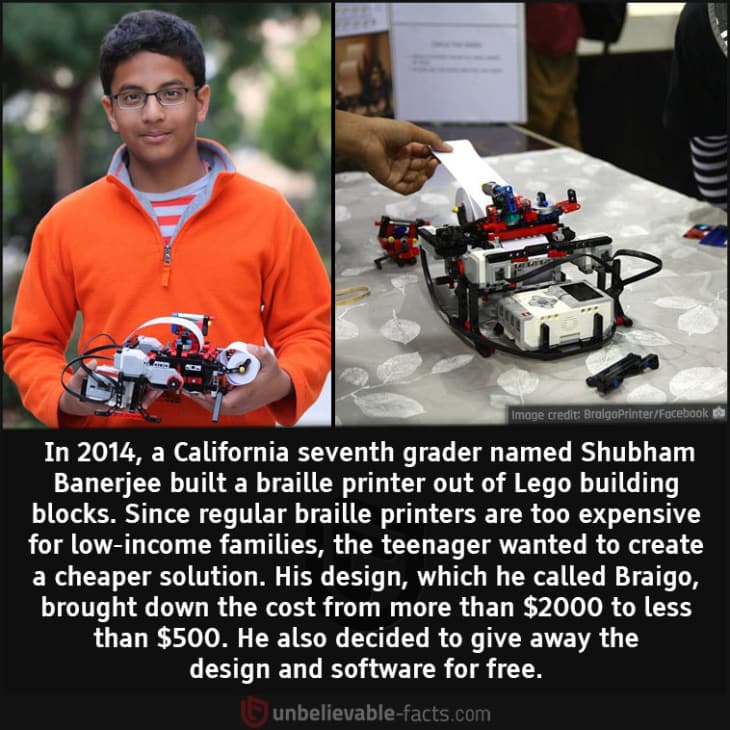 Seventh-Grader Built a Braille Printer Out of Lego