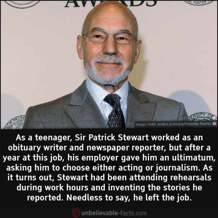 Sir Patrick Stewart Used to Be an Obituary Writer