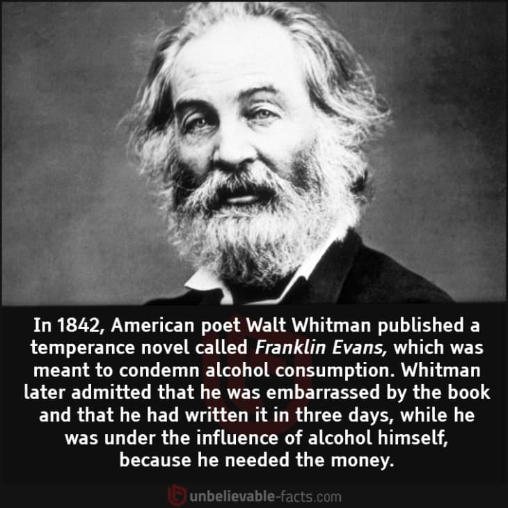 Walt Whitman Wrote This Novel Drunk