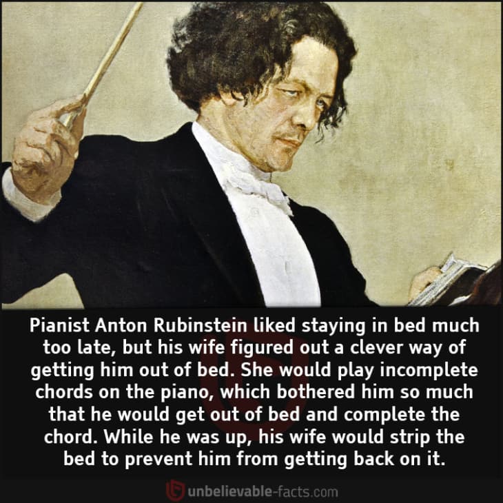 What Pianist Anton Rubinstein's Wife Did to Get Him Out of Bed