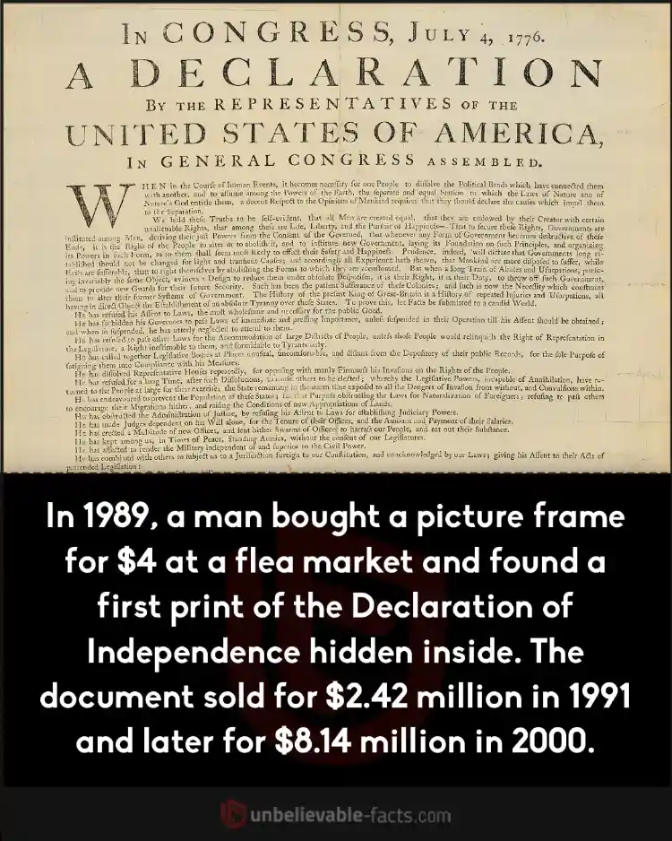 $4 flea market purchase revealed Declaration copy