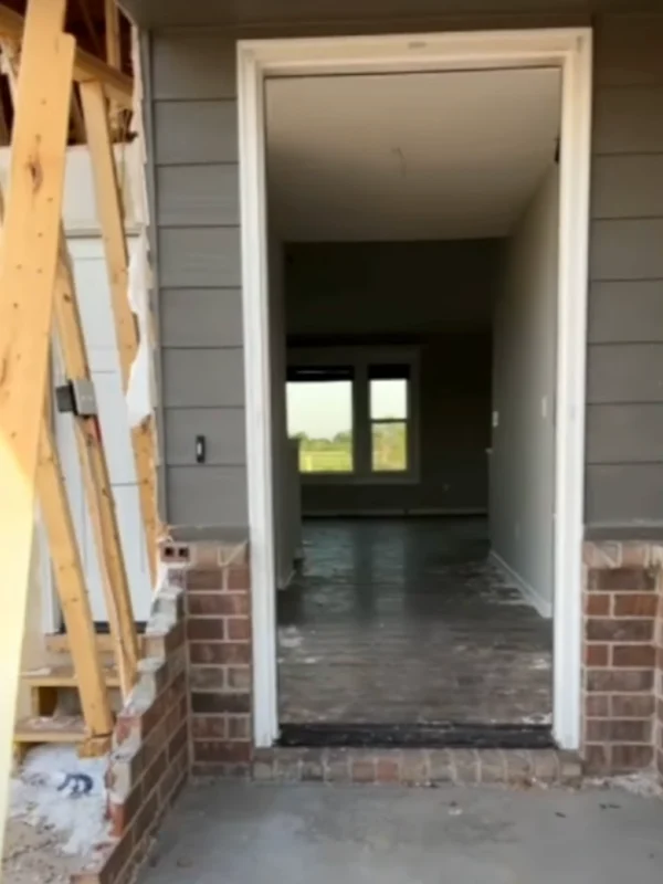 Tornado-damaged entrance of Taylor Train's home.