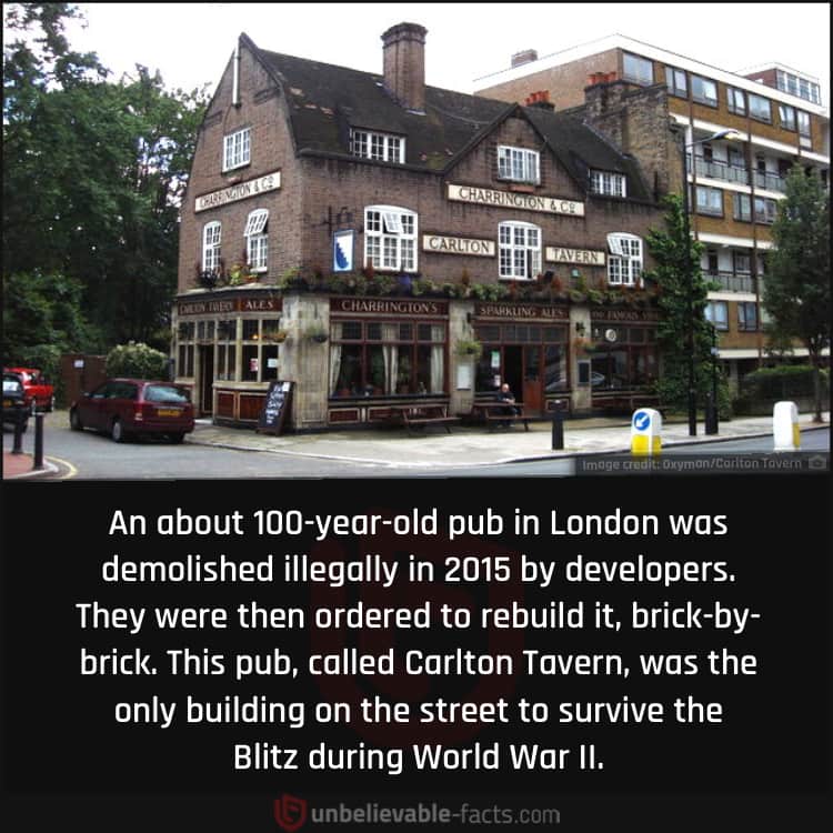 An interesting fact about Carlton Tavern