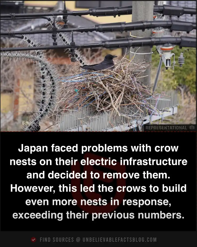 Japan's removal of crow nests led to more being built