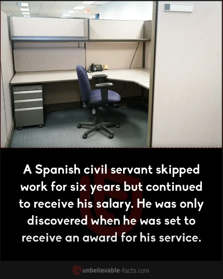 Spanish man skipped work for six years