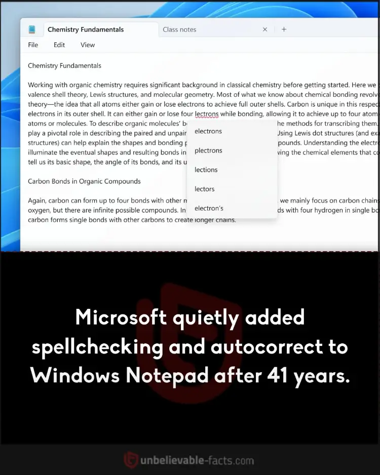 Windows Notepad quietly gets spellcheck and autocorrect