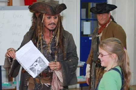 Picture Johnny Depp Surprised Nine-Year-Old Fan at Her School
