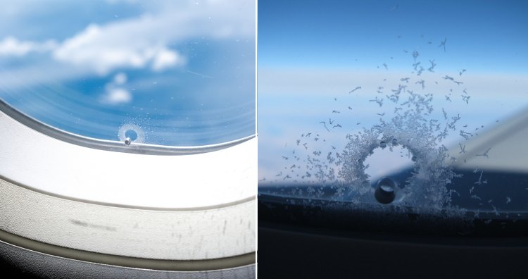 The tiny, unnoticeable hole in the window of an airplane